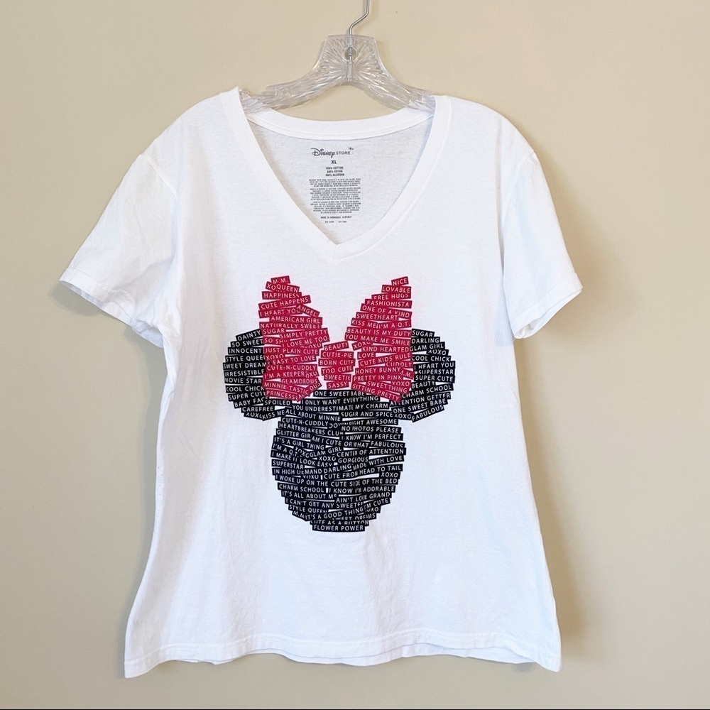 Disney Girl Power Words Minnie Graphic V-Neck Tee - XL